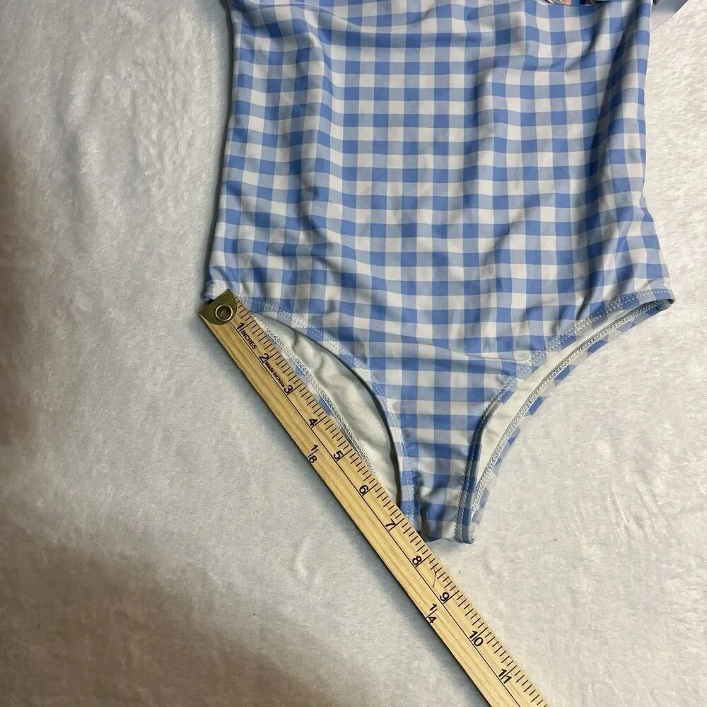 Tommy Bahama‎ Bathing Suit Girls Size 7 One Piece Floral Plaid Ruffles Swim Suit